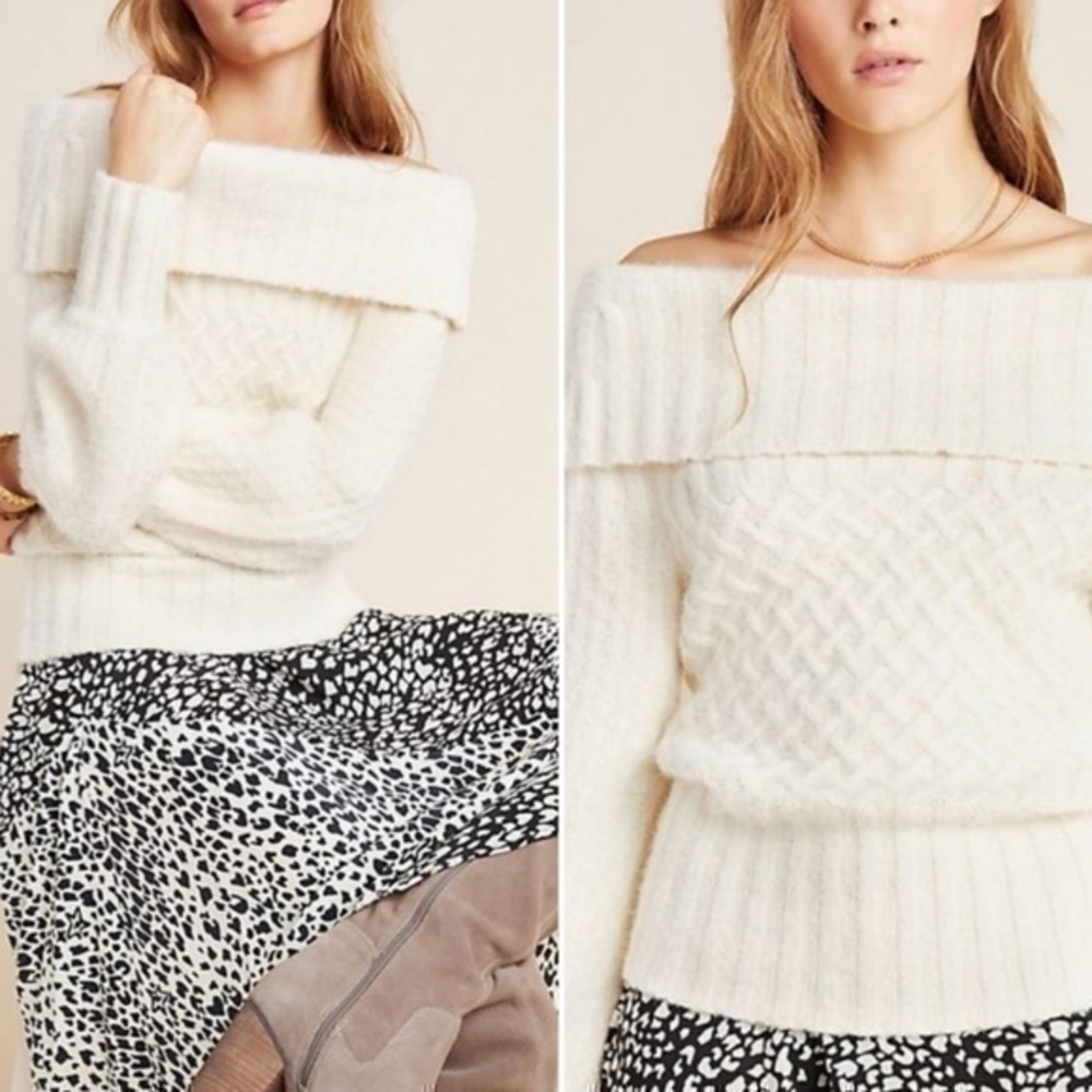 Anthropologie Margot Off the Shoulder Sweater Size S
Color Cream